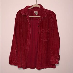 L.L.Bean Red Corduroy Button-Up Shirt